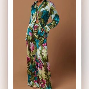 Fashion Nova Floral Wide Leg Jumpsuit - Blue, Green, Pink- NEVER WORN